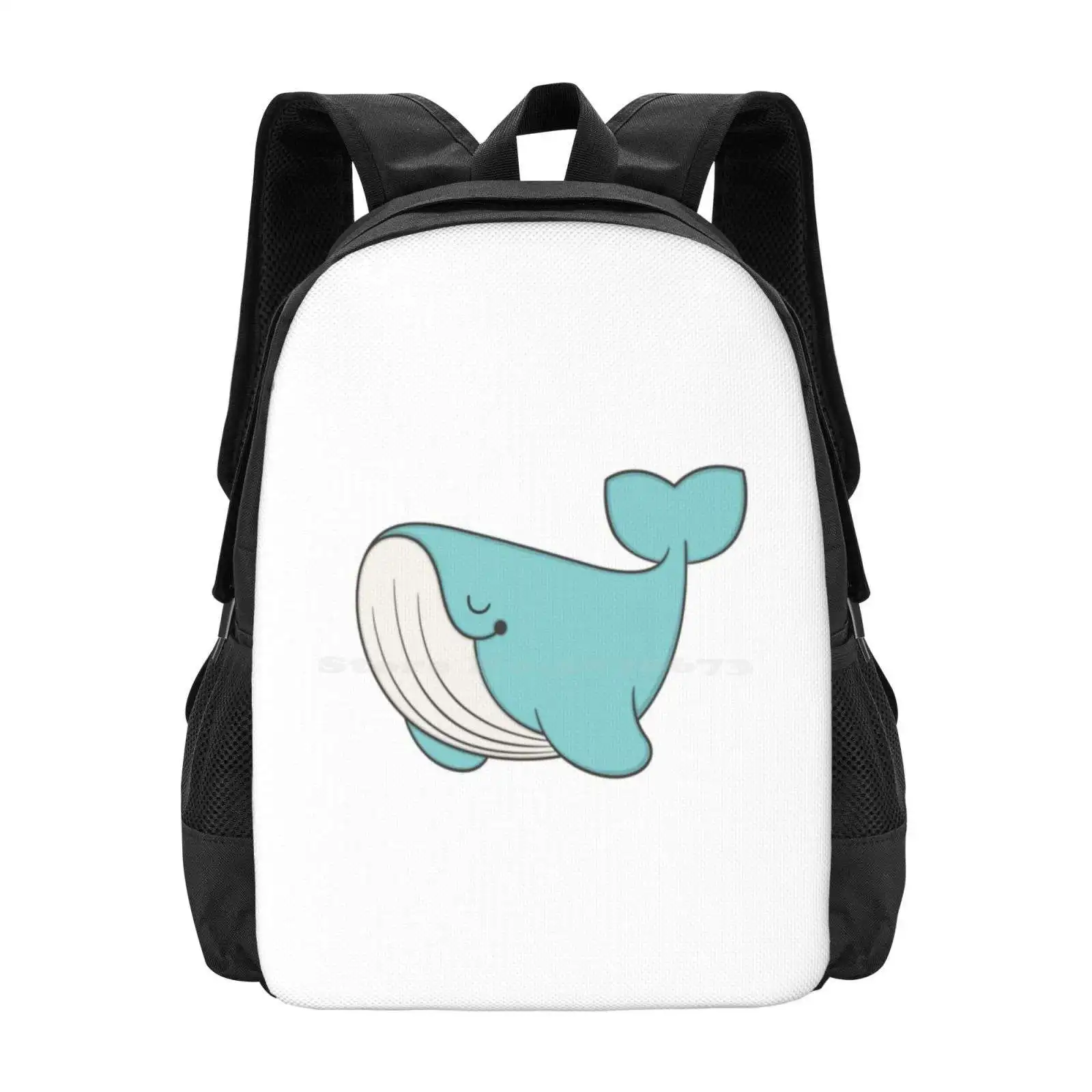 

Lou , The Whale Fashion Pattern Design Travel Laptop School Backpack Bag Whale Sea Ocean Animal Water Creature Happy Cute