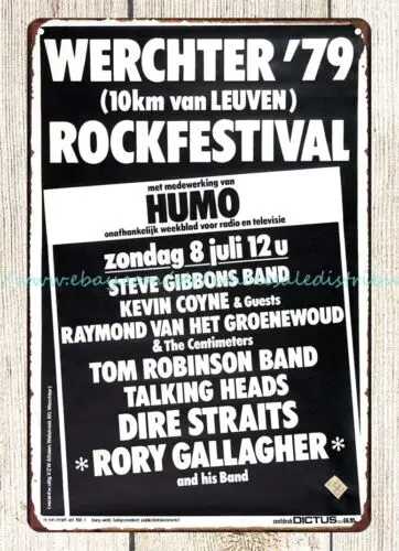 1979 Belgium Rock Festival concert Dire Straits, Talking Heads metal tin sign