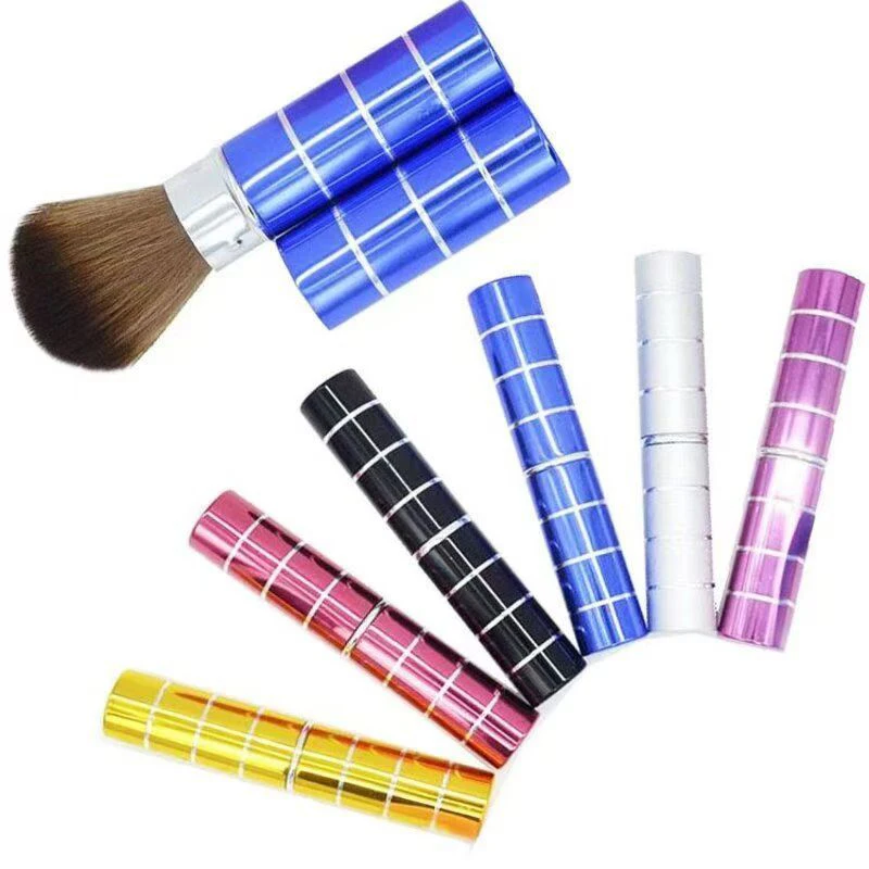 1 قطعة فرشاة قابلة للسحب فرشاة للمكياج مسحوق أحمر الخدود فرشاة لمساحيق التجميل صغيرة لينة النايلون الشعر متعددة الوظائف المحمولة مع مقبض معدني