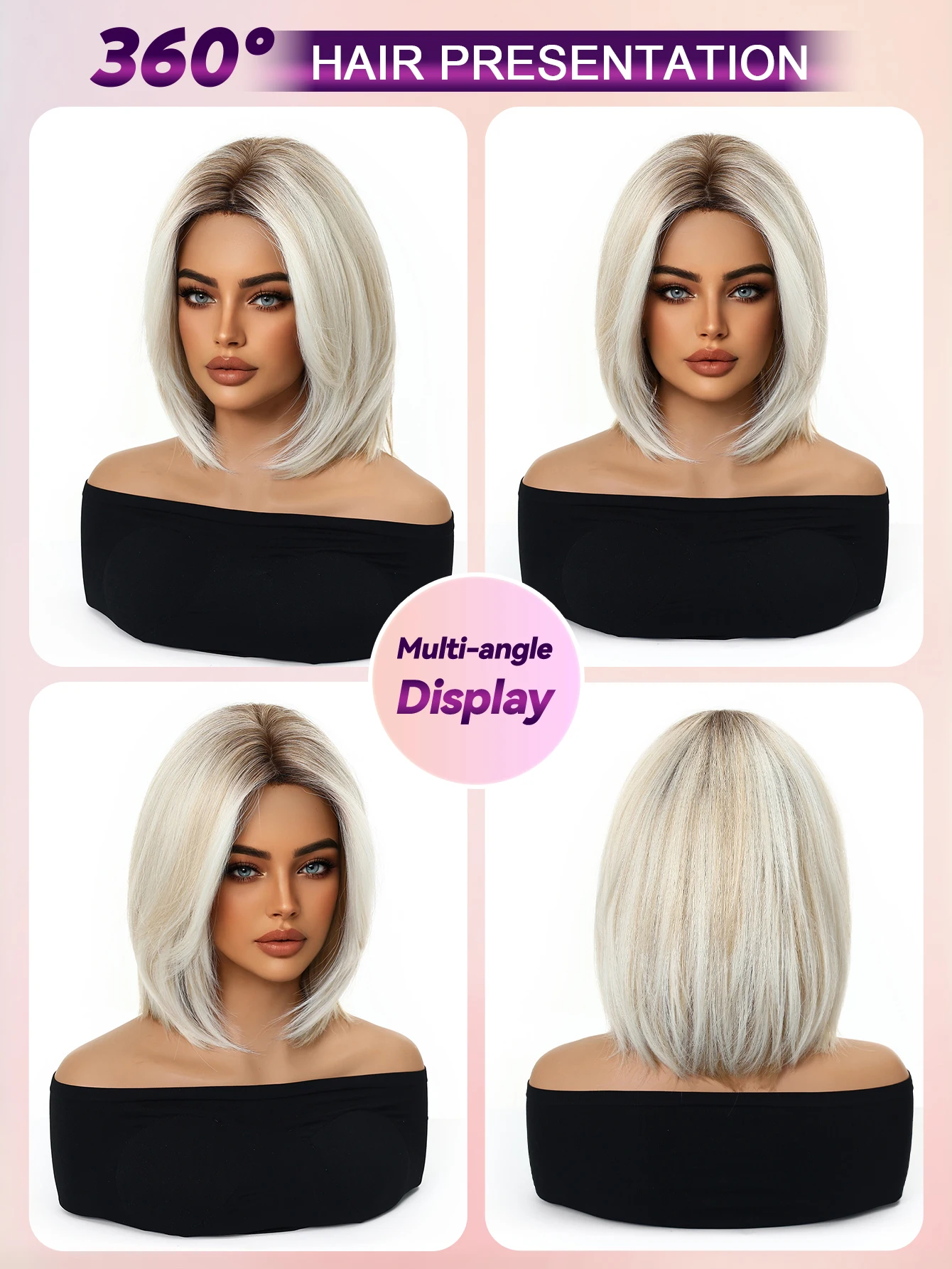 Wig sintetis bob pendek platin - Wig Fiber Net ulasan dan harga