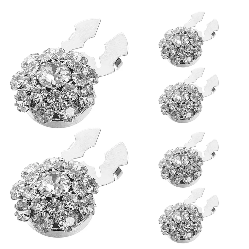 

4Pcs Rhinestone Clip-on Button Covers Detachable Decorative Sleeve Cuff Ornaments for Women's Dress Shirts Jackets Blouses