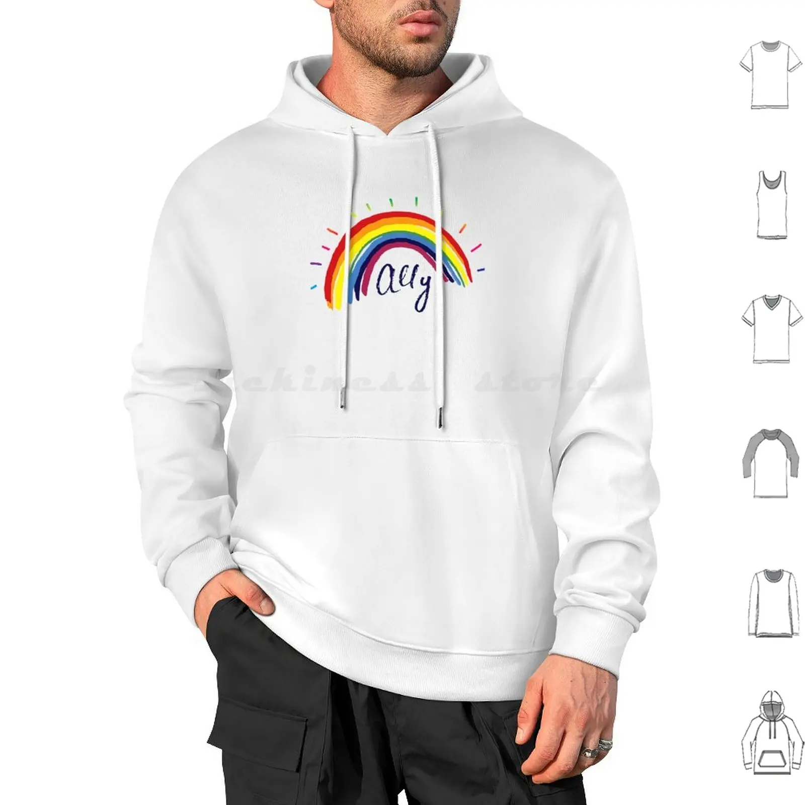 Proud Ally Lovely Pride Pride Hoodie cotton Long Sleeve Bisexual Pride Bi Queer Rainbow Bio Sexual Trans Asexual Pride