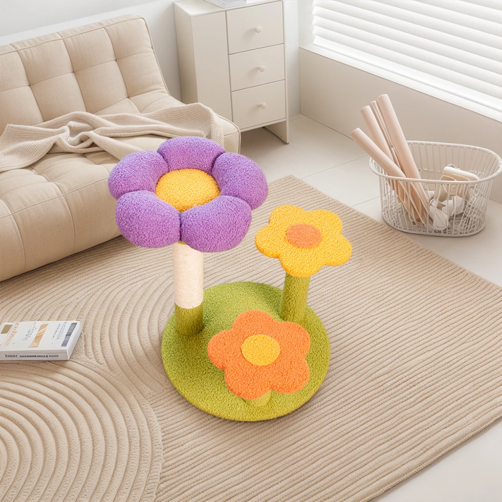 

Flower Cat Tree Tower Cute Cat Tree Sisal Wrapped Small Cat Tower Multi-Function Interactive Cat Tower 3 Layer for Kittens