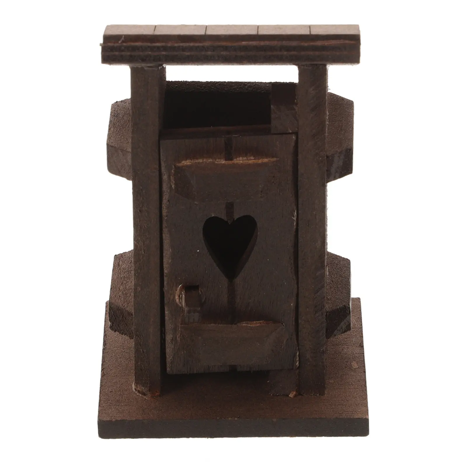 

1:12 Miniature Wooden Thatched House Statue Dollhouse Bathroom Outdoor Garden Set Fairy Village Cottage Tiny Toilet Sand Tray