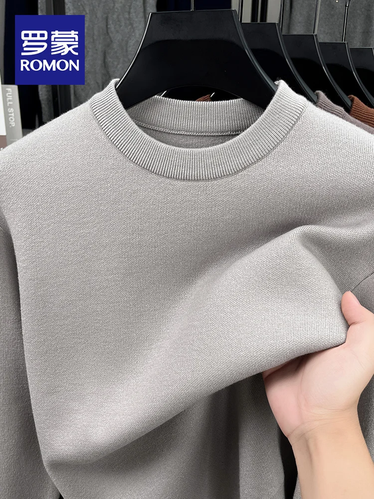 

Rn Men's Thiened Fce Lined Long Sve round Ne Knitted Sweater Casual Warm Base Layer irt for Autumn Winter