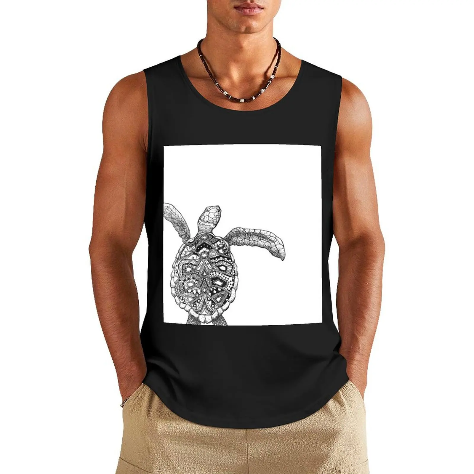 

Hand-drawn Tribal Turtle Tank Top Sleeveless T-shirt clothes for men summer