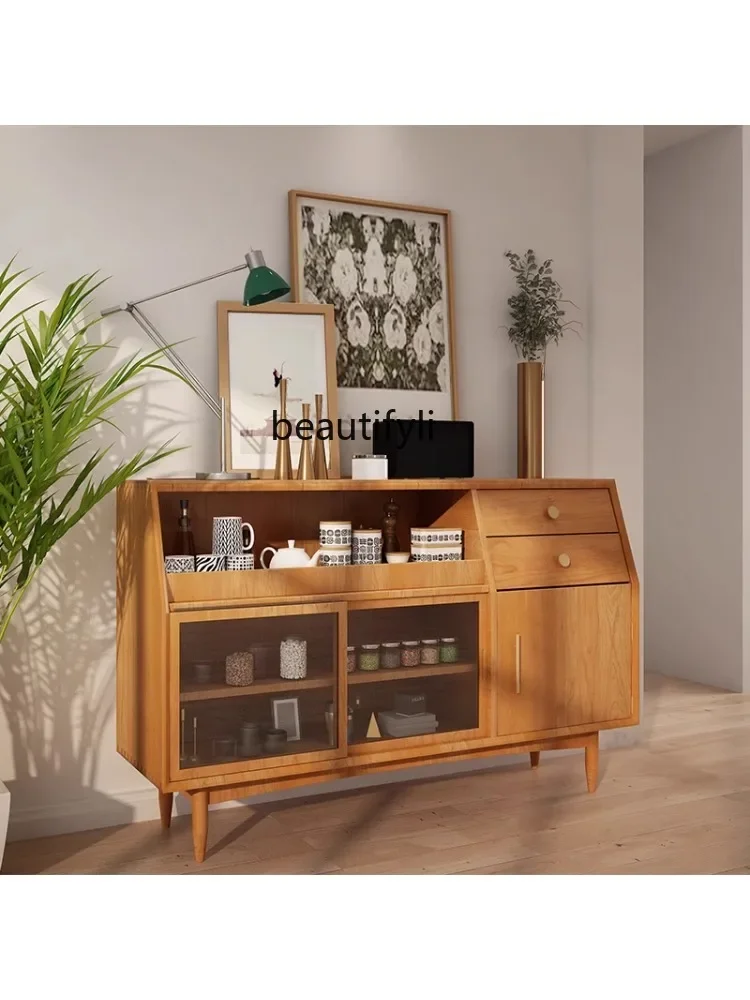 

07Simple Modern Solid Wood Dining Side Tea Cabinet Living Room Entrance Locker Kitchen Cupboard furniture