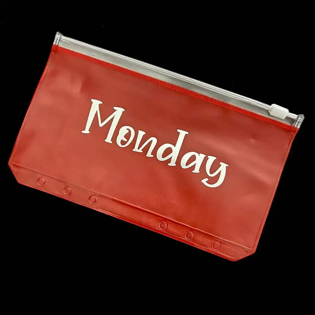 7Pcs Week English Colorful Zipper Binder Pockets for A6 Budget Binder 6 Holes Notebook, Waterproof PVC Money Envelopes Organizer