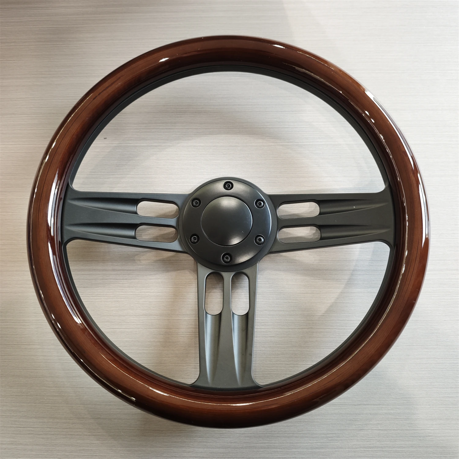 14-inch wood grain racing steering wheel 350mm retro deep groove drift sports wooden steering wheel view 5