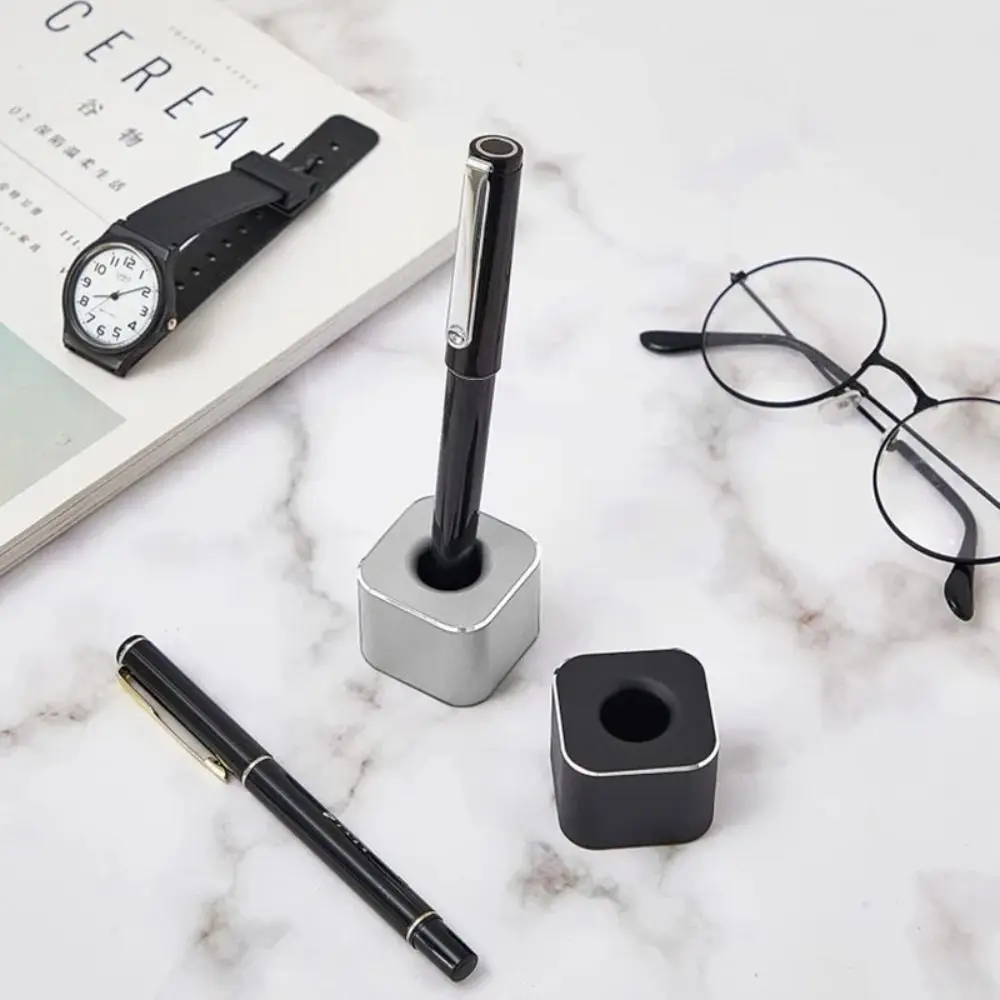 

Держатель для ручек из алюминиевого сплава, Модный классический мини-держатель для карандашей, квадратный многофункциональный настольный орнамент, школьные и офисные принадлежности