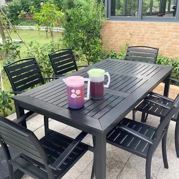 Nice Good 6 people  restaurant commercial table and chairs set outdoor patio garden furniture