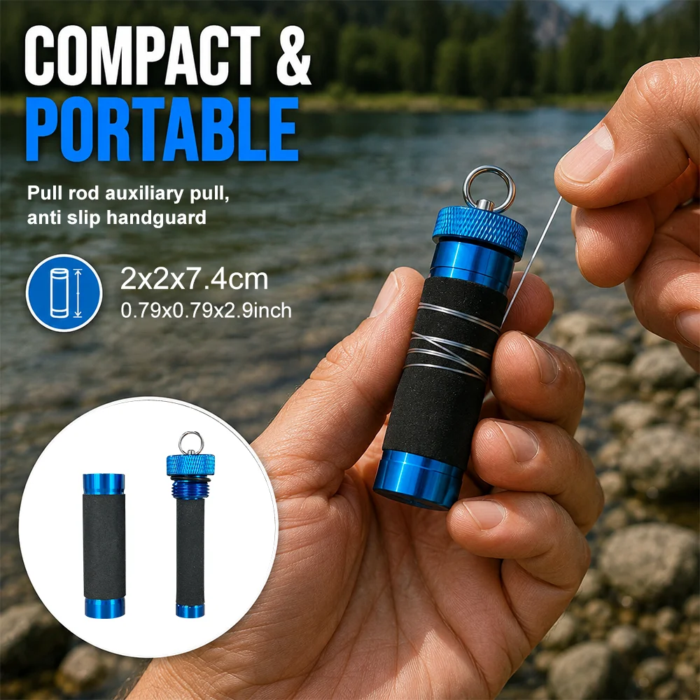 Portable Fishing Line Pull Rod Rustproof Aluminum Alloy Anti-Slip Track Design For Tighter Knots & Line Break Shock Buffer