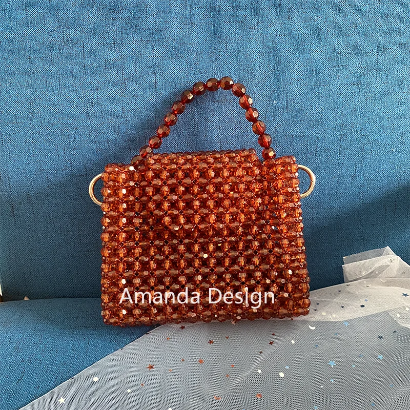 

Handmade Vacation Celebrity Bags for Ladies Women Exclusive Design of Handbag Party Dinner Evening Handle Beading Stone Hard