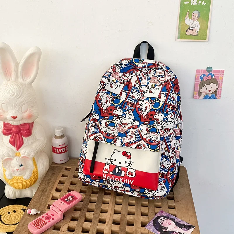 Sanrio Hello Kitty Backpack Graffiti Style Cute Backpack With Large Capacity Student Campus Versatile Schoolbag Birthday Gift