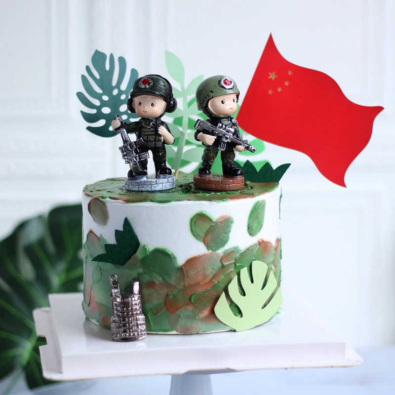 Boys Happy Birthday Special Forces Soldiers Police Children's Day Dessert Table Holiday Cake Plug-in Decoration Baking Supplies