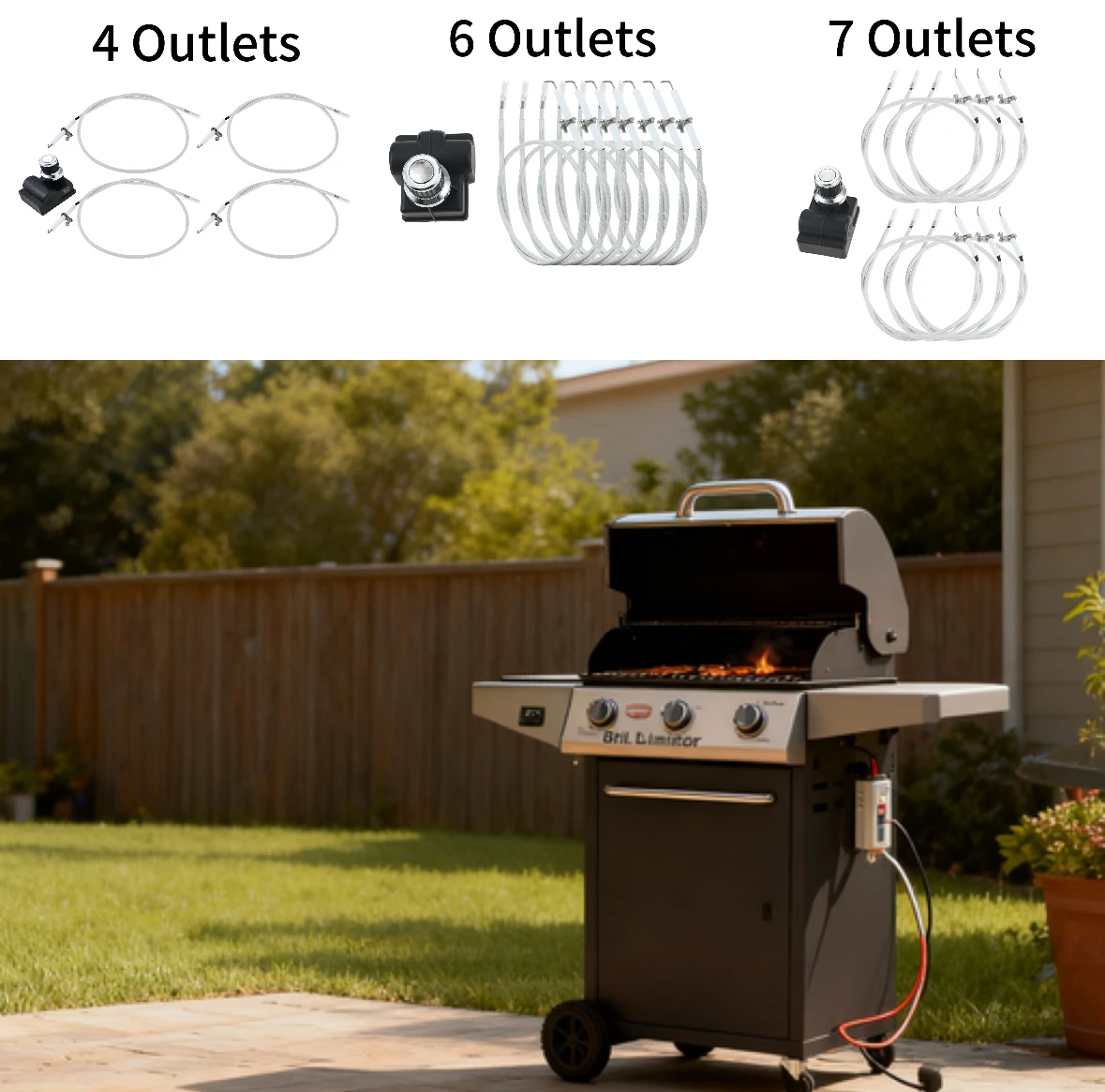 

1-Set 4/6/7 Outlets Universal AA Battery Grill Ignitor Push Button Pulse Igniter with Grill Igniter Wires For Blackstone Griddle