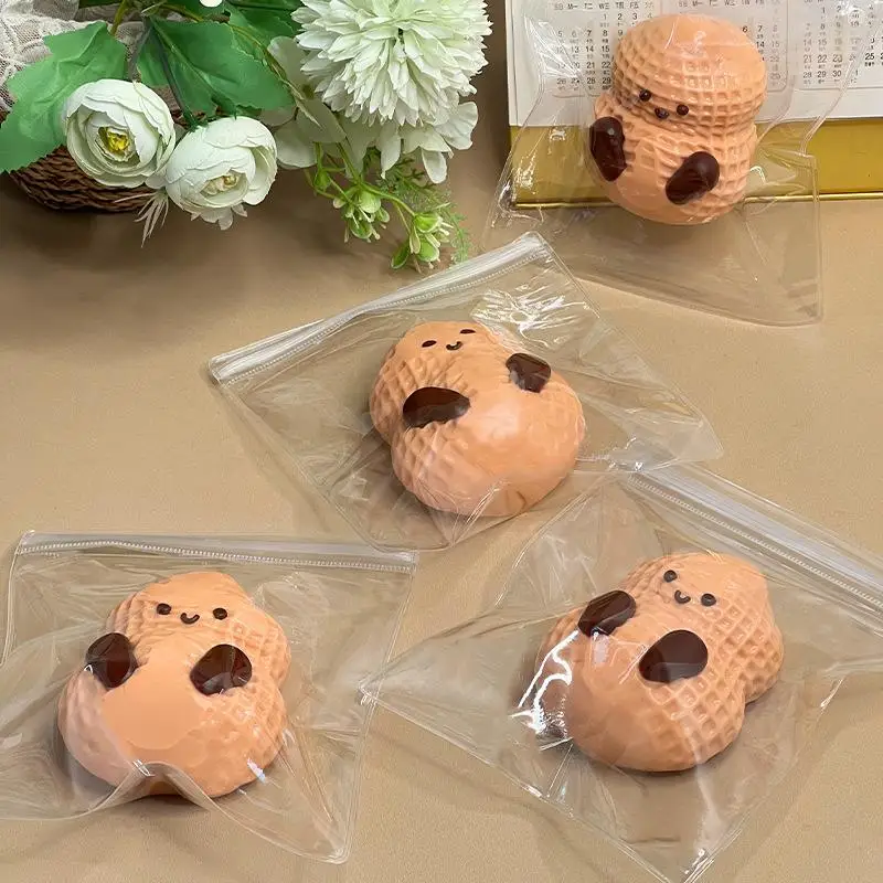 1-teiliges Happy Kneif-Erdnuss-Spielzeug aus lebensmittelechtem Silikon, handgefertigt, Taba, weicher Klebstoff, langsames Rebound-Quetschspielzeug