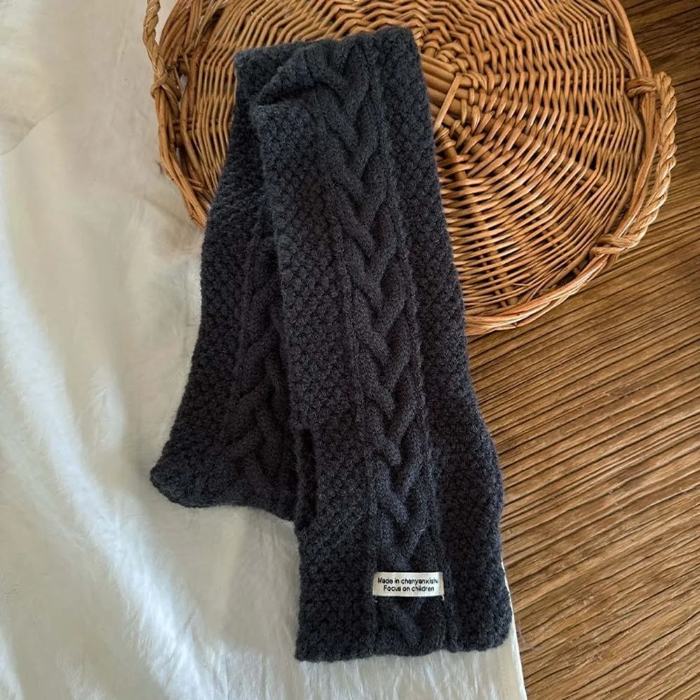 

Versatile Elastic Children Knitted Scarf Trendy Solid Color Kids Woven Neckerchief Korean Style Soft Winter Cross Muffler Boys