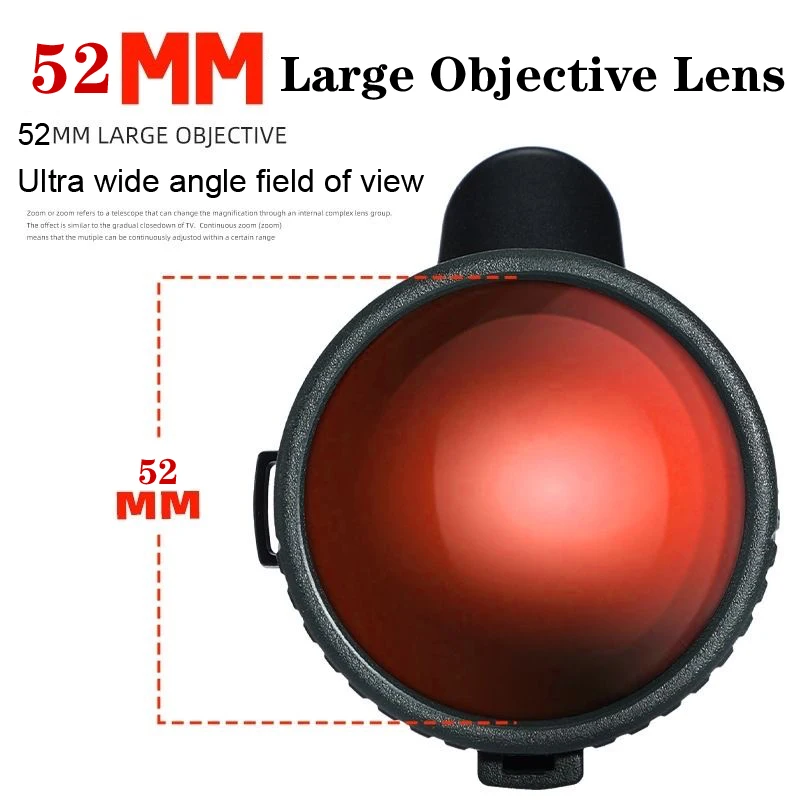 Wide Angl 12x52 Powerful ED Monocular Telescope Premium Extra-Low Dispersion Fogproof Long Range BAK4 Monocle for Hunting Hiking