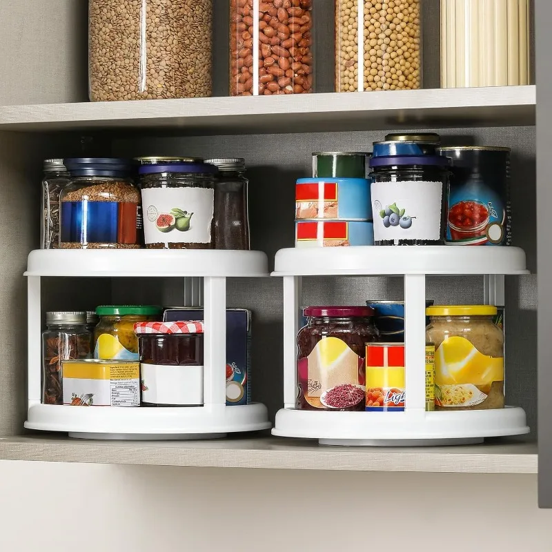 Kitchen Lazy Susan Rack Organizer for Cabinet Pantry Cabinet Countertop Rotating Spices Seasoning Organizer Rack 360 Degree