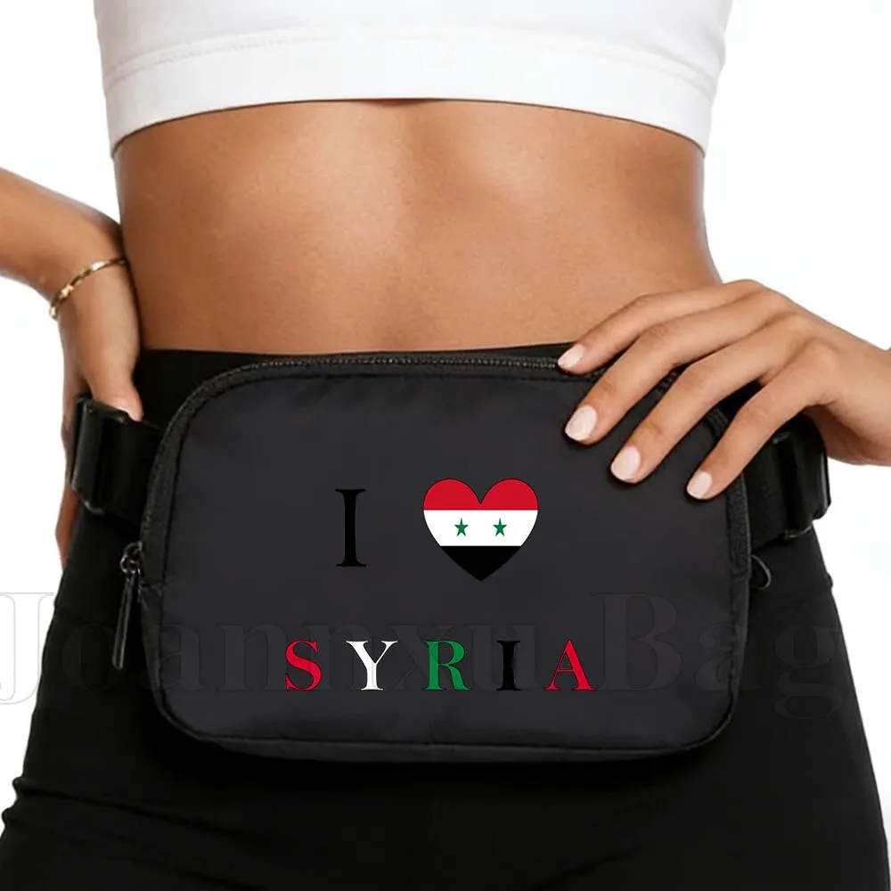 Syria Country Heart Flag Running Fanny Pack Waist Bag Pouch Mobile Phone Elastic Sport Waterproof Crossbody Bags Wallets Pouchs