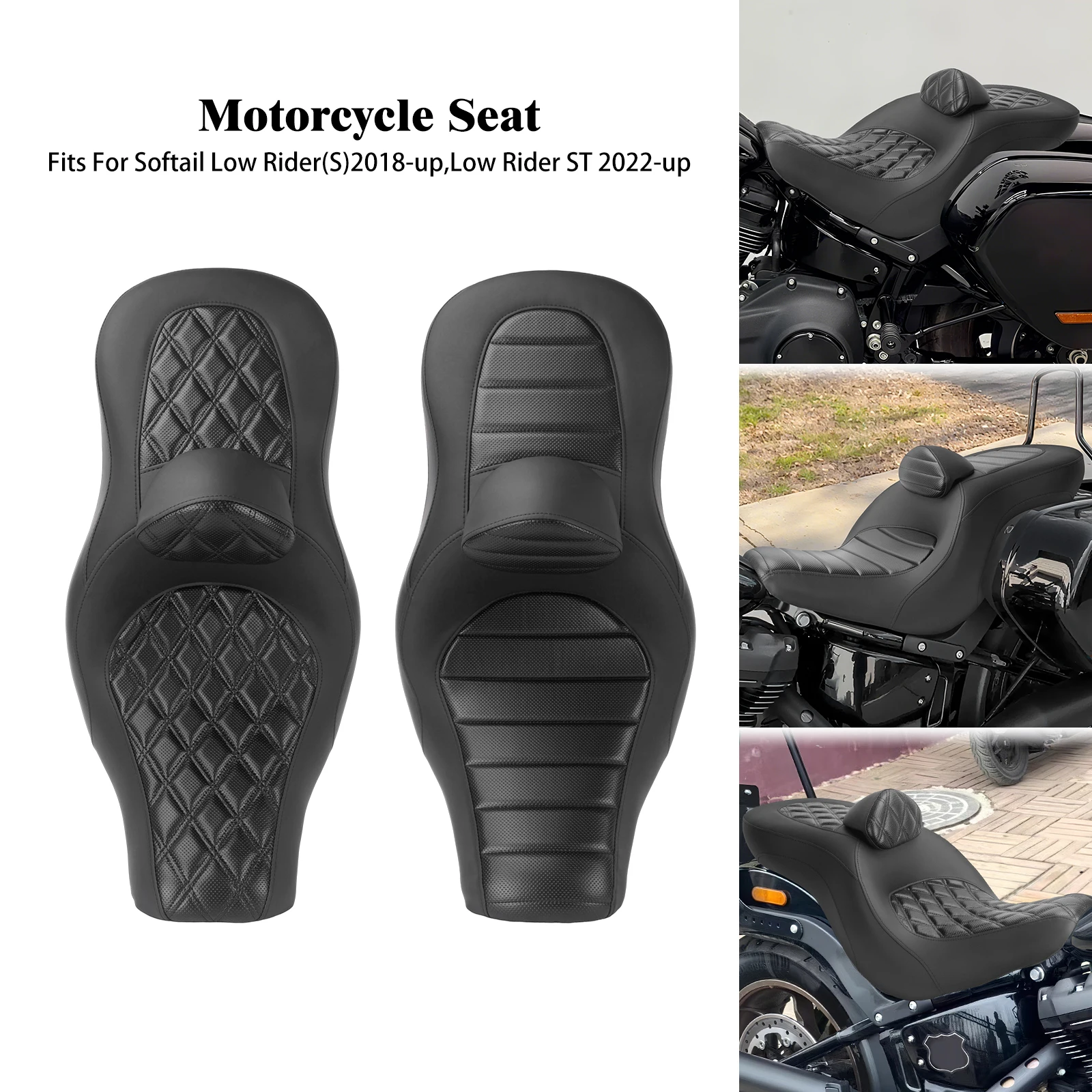 

Motorcycle Driver Passenger Seat With Backrest Two-Up Saddle Cushions Seat For Harley Softail Sport Glide Low Rider FXLR 2018-24