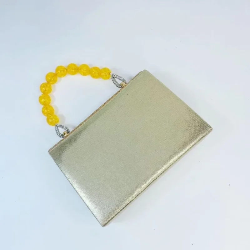 بلون الترتر حقيبة يد الإجتماعي السيدات موضة مساء حقيبة صفراء الديكور مقبض رفرف مأدبة حقيبة أنيقة المرأة حقيبة فضية #5