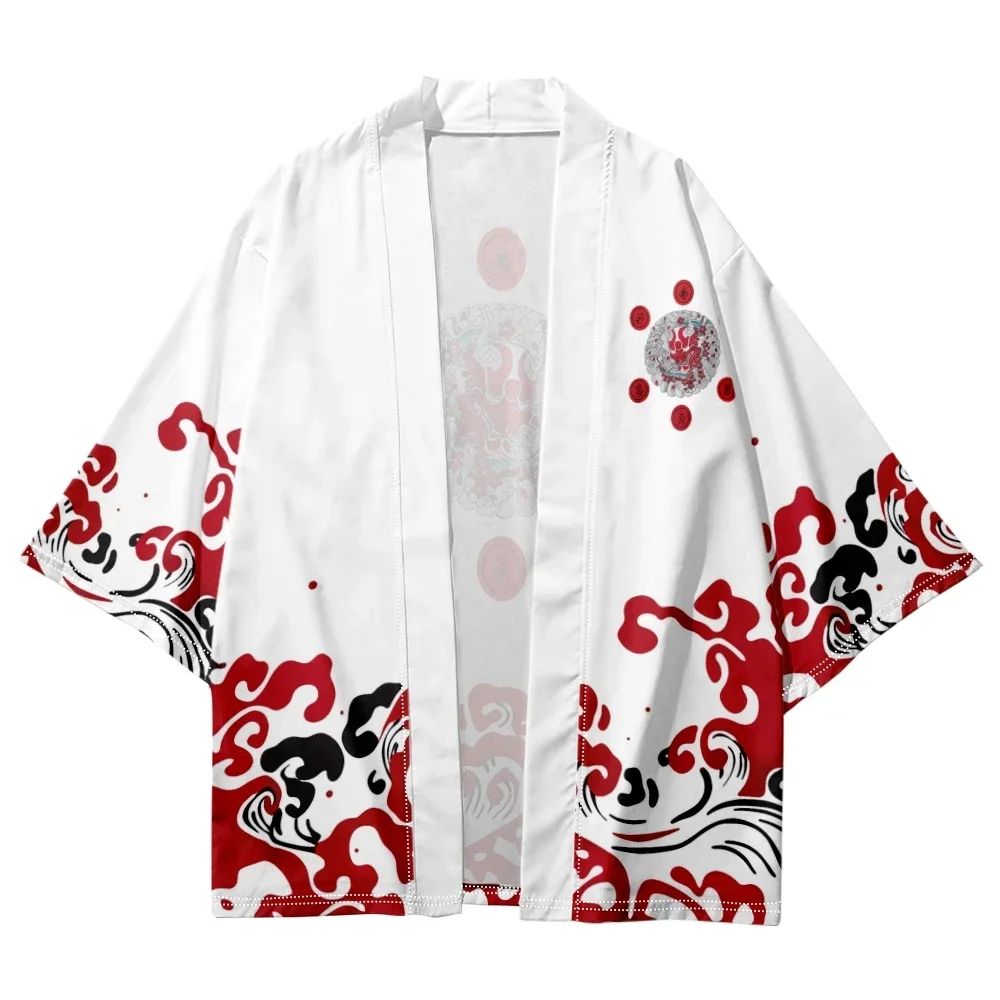 Traditional Japanese Kimono Demon Graphic Trendy Yukata Wave 3D Printed Cardigan Kimonos Cosplay Asia & Pacific Islands Clothing