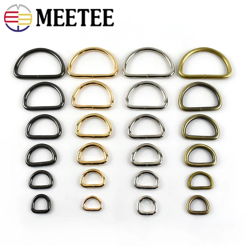 

20Pcs Meetee 13-50mm Metal D Ring Buckles Webbing Belt Adjustable Clasp for Sewing Garment Luggage DIY Leather Accessories