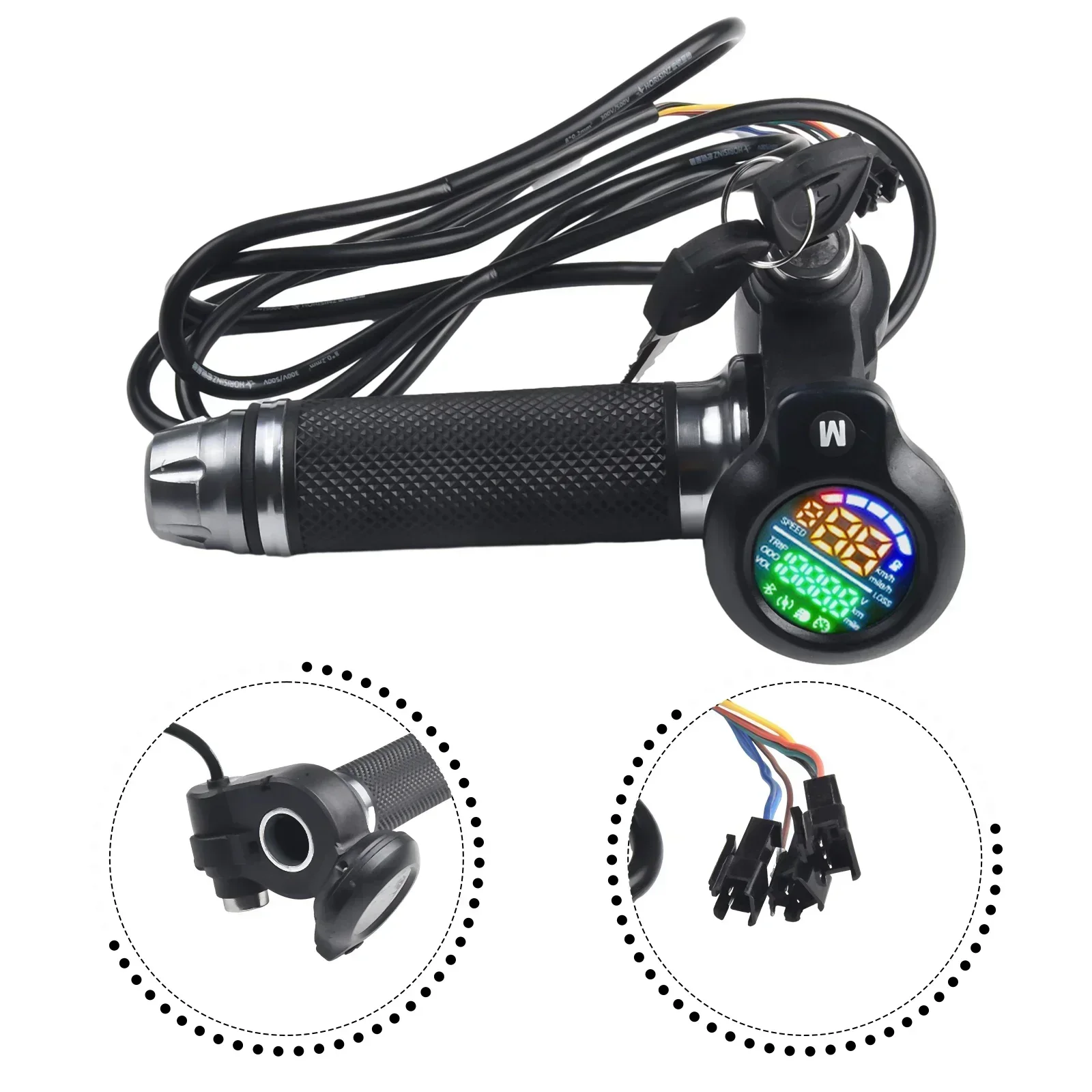 Ebike Throttle DC24V-72V Electric-Scooter Twist- Throttle With LED Display 6/8pin Folding Bike Grip Handlebar Throttle Accelerat