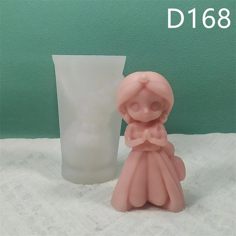 Molde de silicone para casamento vela festiva, Cute Princess Series, Sabão Gesso Molud, Aromaterapia, Gift Making, D166-171