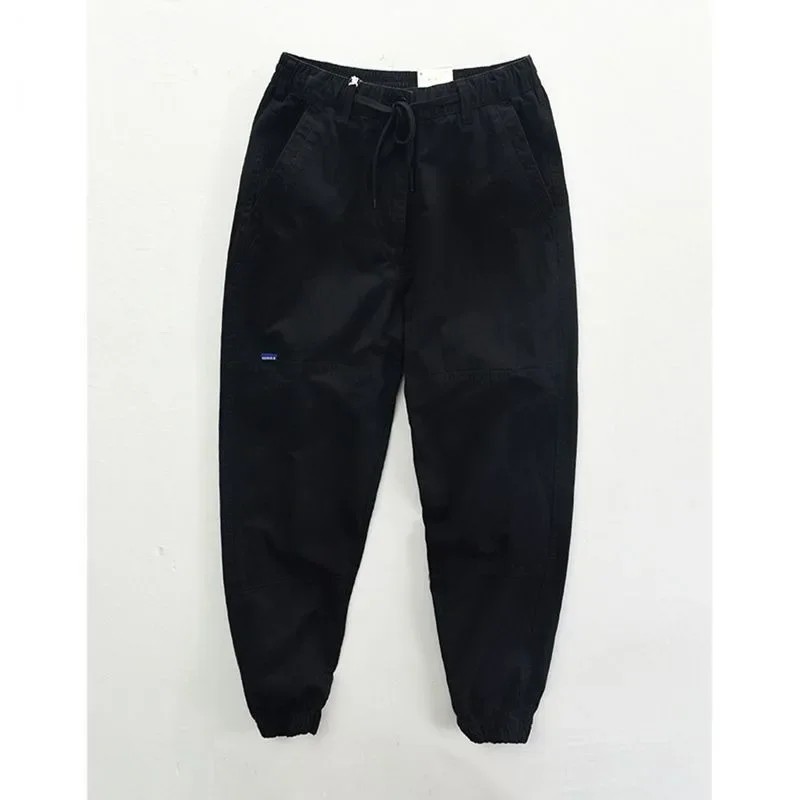 Spring and Autumn Men\'s Loose Solid Color Versatile Pocket Tie Feet ShirringBandage Casual Fashion Elegant Commuter Work Pants