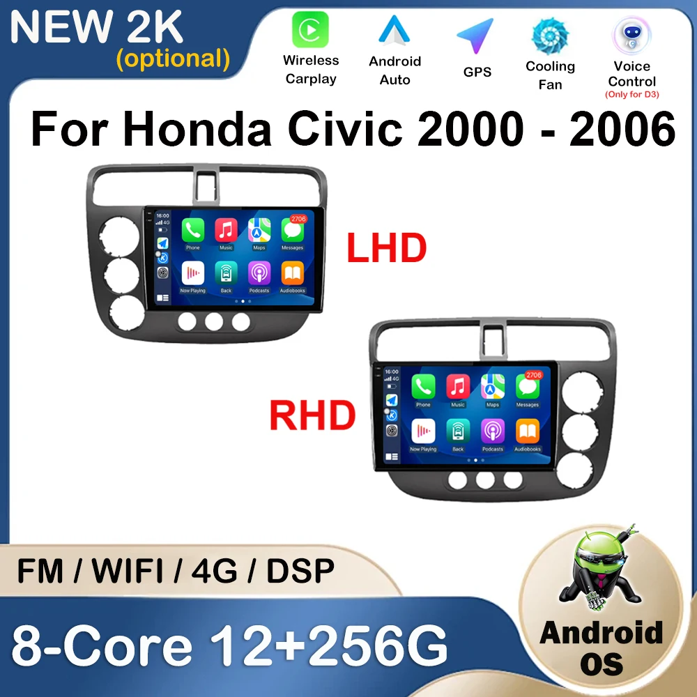 

9 inch Android OS For Honda Civic 2000 - 2006 GPS Navigation Car Radio Multimedia Player QLED Touch Screen 4G WIFI IPS Bluetooth