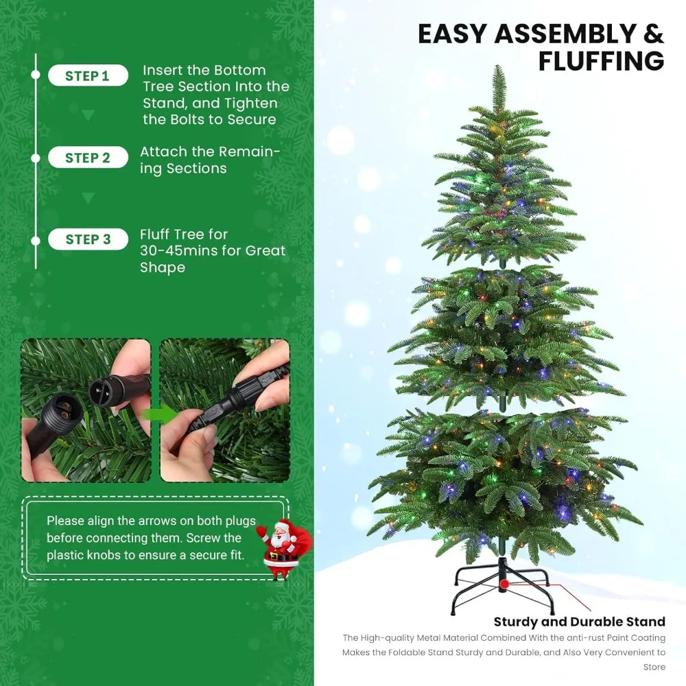 شجرة عيد الميلاد الاصطناعية المفصلية المطورة بطول 7 أقدام مع 430 أضواء متعددة الألوان RGB ونصائح 1171، وشملت جهاز التحكم عن بعد