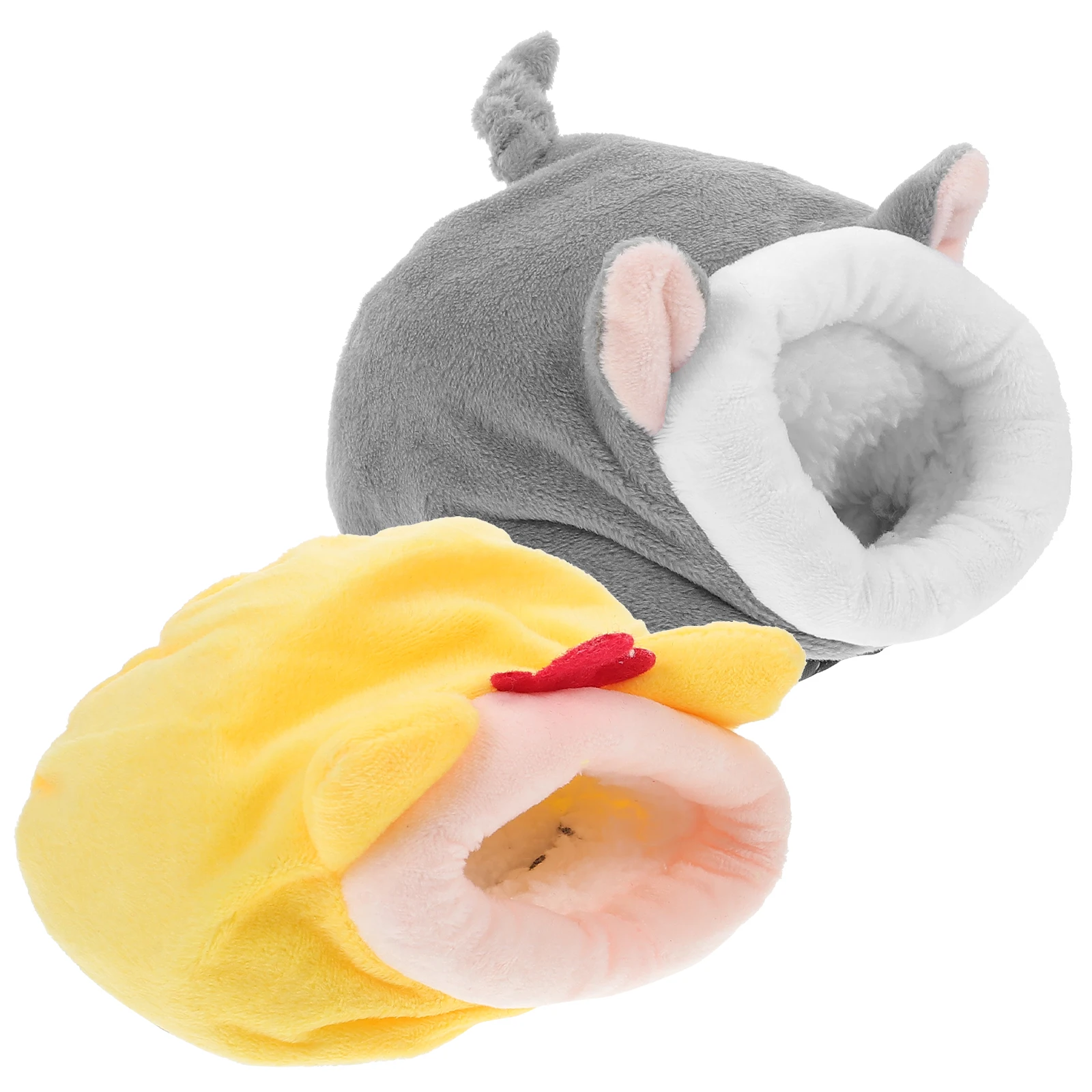 

2 Pcs Warm Nest Set Bedding Winter Animal Small Hut Habitats for Hamster Hedgehog Hideout Short Pet