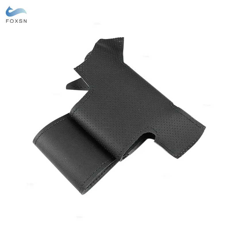 For Peugeot 206 1998 -2005 206 SW 2003 2004 2005 DIY Hand-sew Car Steering Wheel Cover Black Perforated Leather Accessories Trim