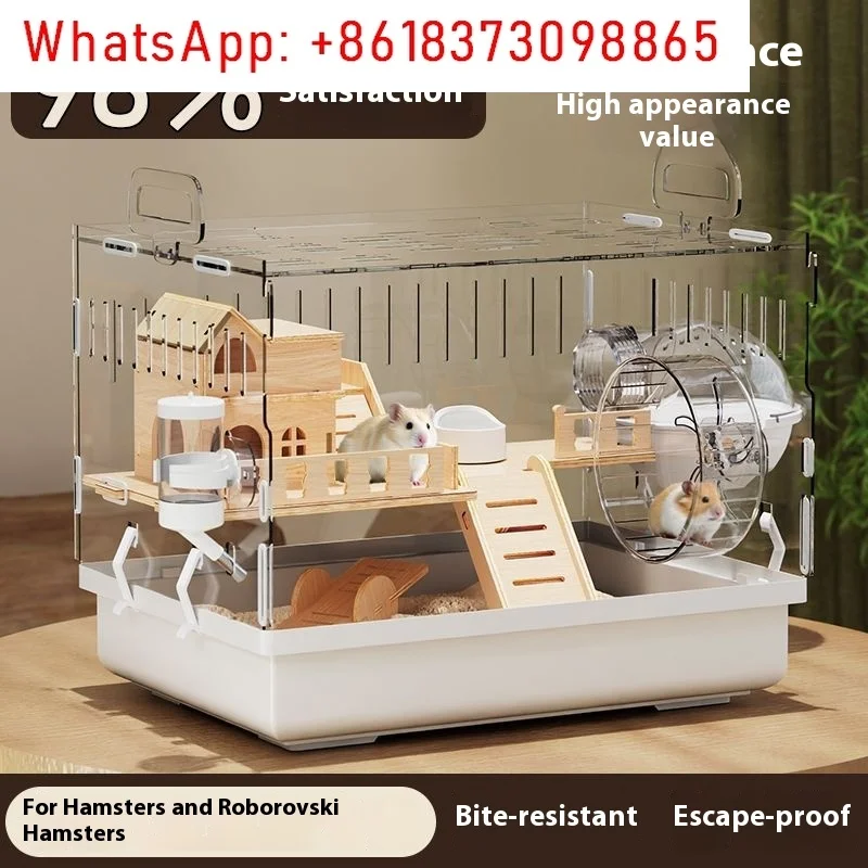 Large Acrylic Clear Hamster Villa Cage for Syrian Gold Teddy Bear Luxury Habitat Stackable DIY Habitat Terrarium