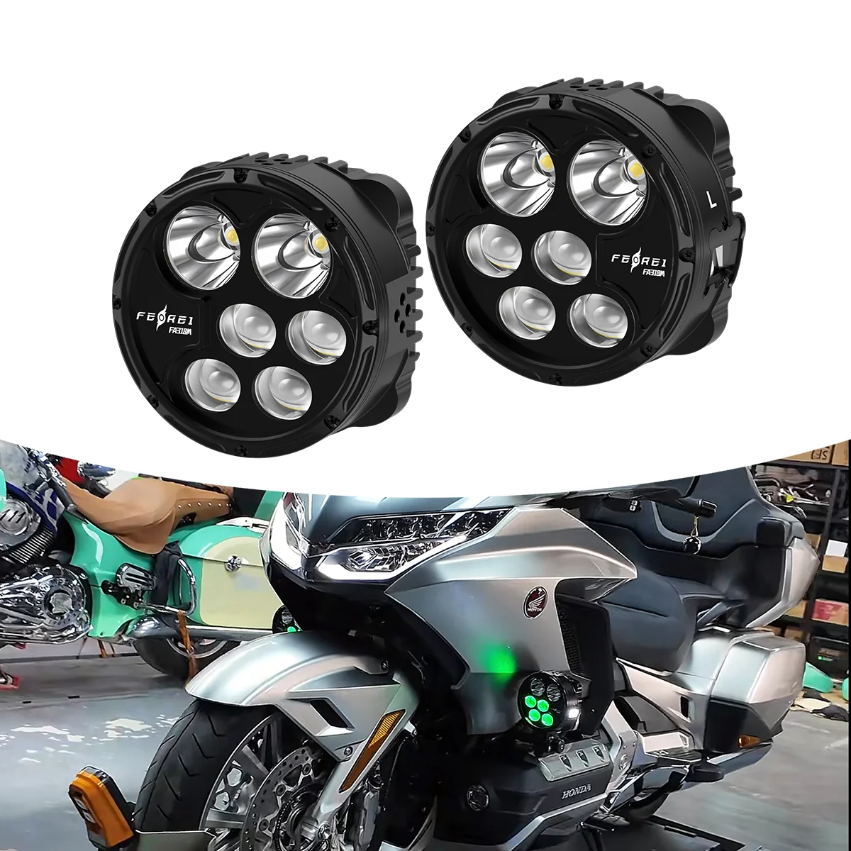 

Ferei FA318 23000 Lumens LED Motorcycle Auxiliary Spotlight IPX8 Waterproof Six-color Atmosphere Lights With Breathing Mode