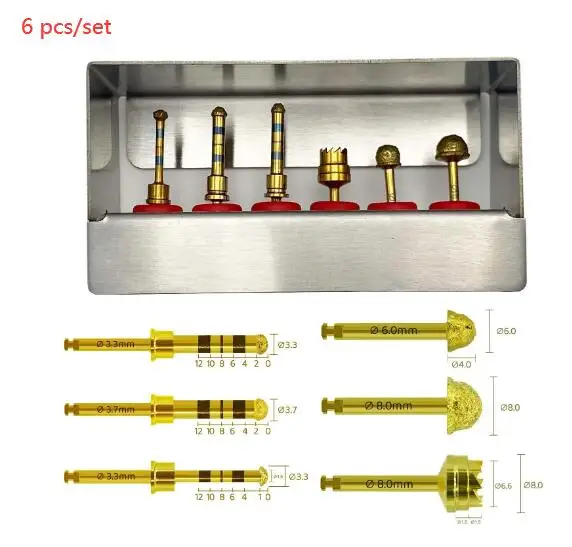 3Set Dentistry Lab Sinus Lift Membrane Diamond Coated Bur Drills Lateral Approach Reamer Kit Dental Technician Instrument