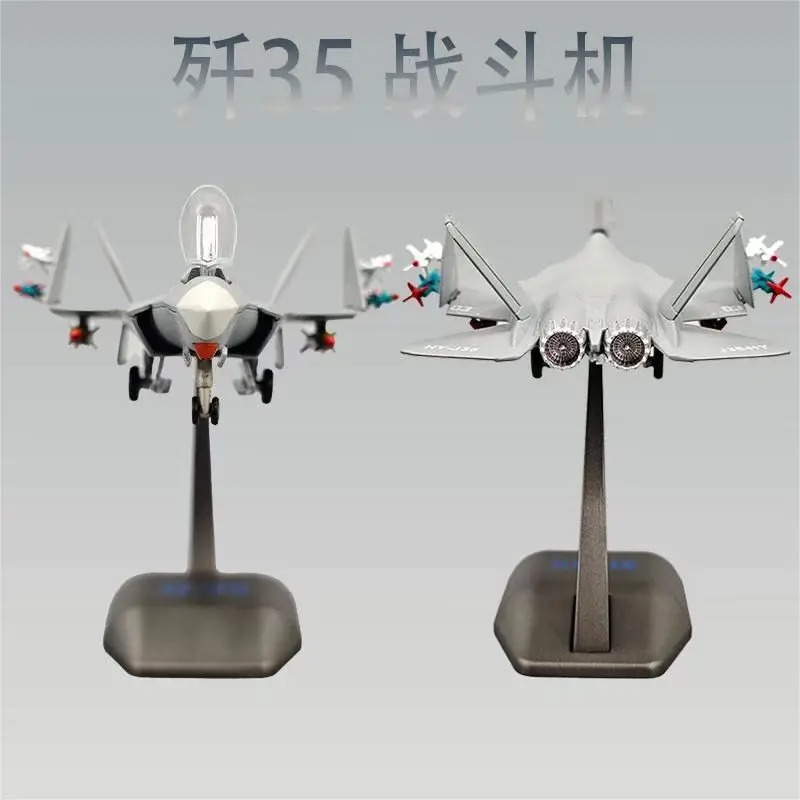 Diecast Scale 1:100 Chinese Air Force J35 J-35 Fighter Model Alloy Aircraft Simulation Carrier-based Aircraft Metal Decoration