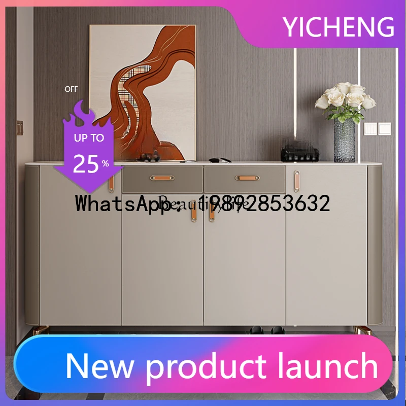 

QQ -*Saddle leather shoe cabinet Modern multi-functional entrance Large capacity solid wood high-end locker