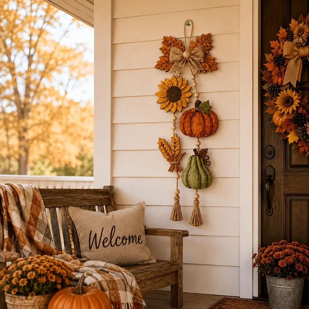 Autumn Hanging Ornaments Thanksgiving Diy Craft Kits Rustic Wood Pumpkin Tiered Door Hanger Autumn Harvest Sign for Home