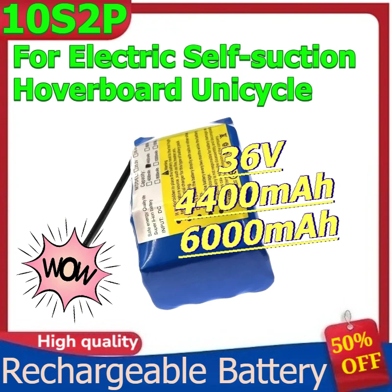 

10S2P Lithium-ion Rechargeable Battery Lithium-ion Battery for Electric Self-suction Hoverboard Unicycle 36V 4400mAh 6000mAh