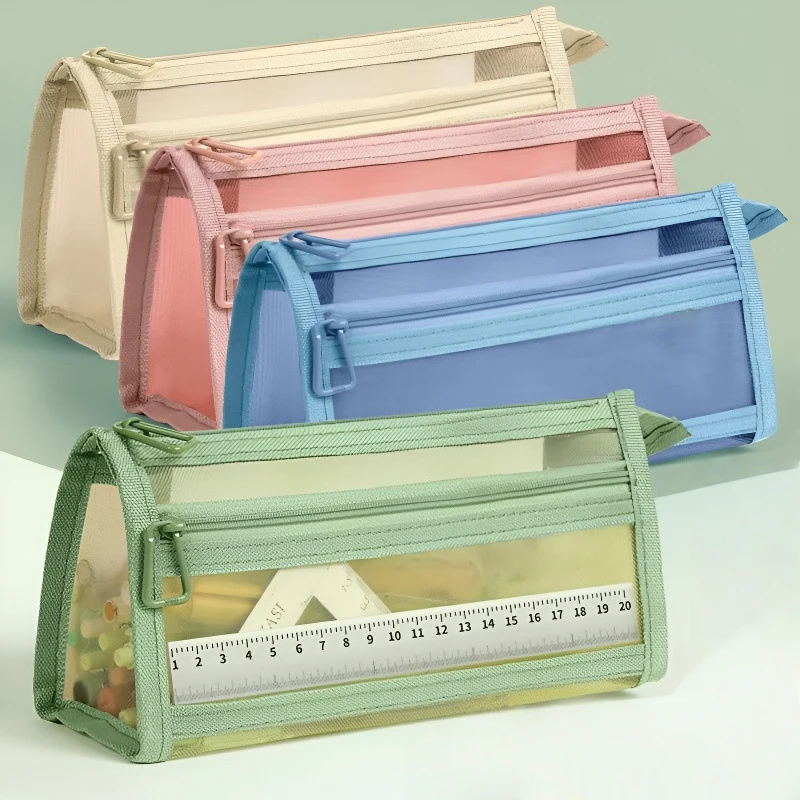 

Double Layered Transparent Mesh Pencil Case Exam Specific Large Capacity Stationery Bag Student Specific Pencil Case Stationery