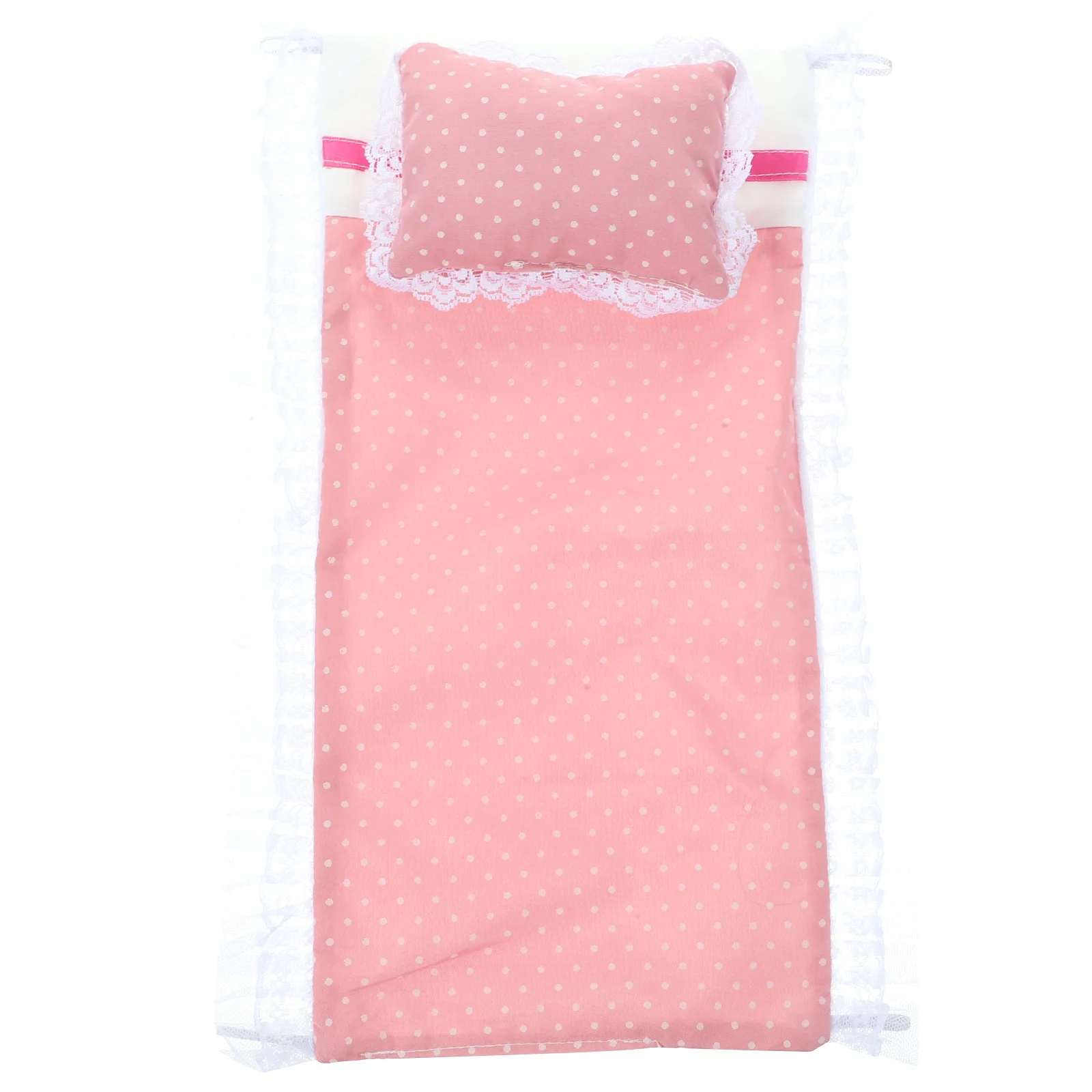 Pink Sheet Pillow Quilt Accessories Set Mini House Bed Supplies Pillows Bedsheet Miniature Bedding Kit Infant