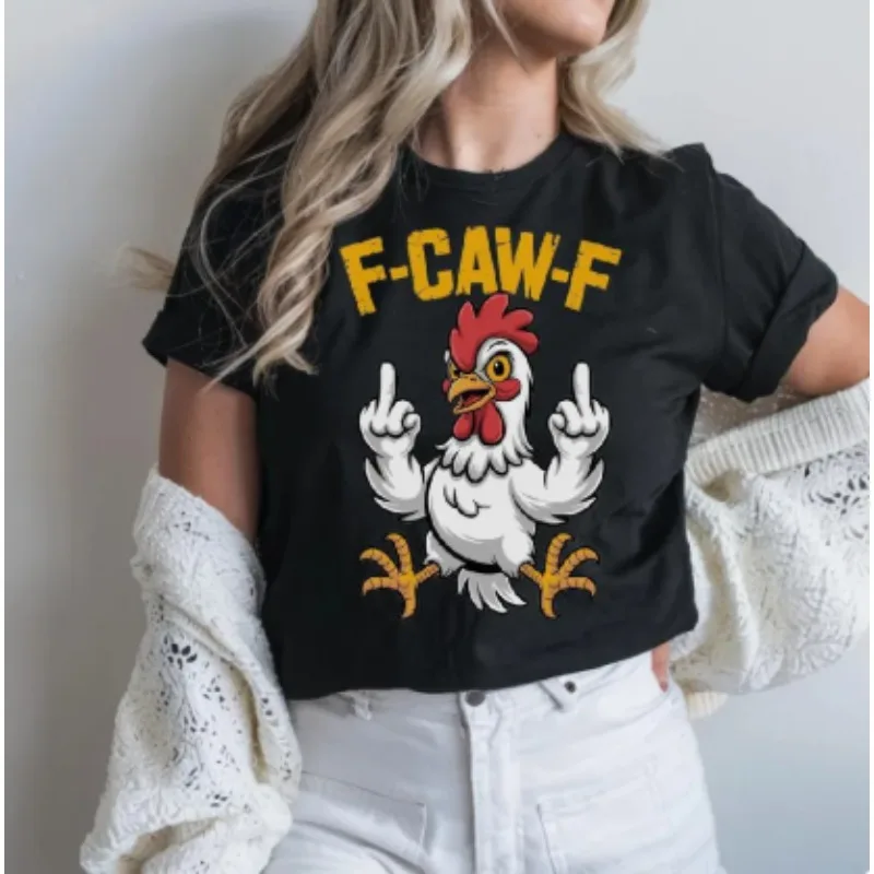 

Женская футболка с милым петухом и забавным принтом, летние топы с короткими рукавами черного цвета, футболка для девочек Y2k, одежда в стиле Харадзюку