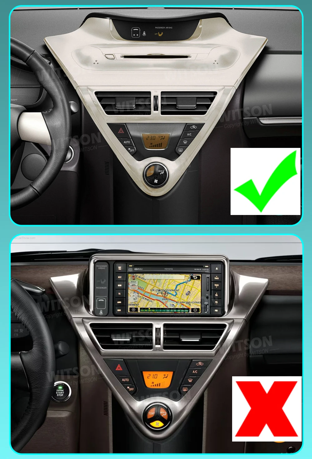 Autoradio Gps Audio 10.88 Inch Scherm Voor Toyota Iq Scion Iq 2008 - 2016 Carplay Speler Multimedia Met Knop Telefoonhouder