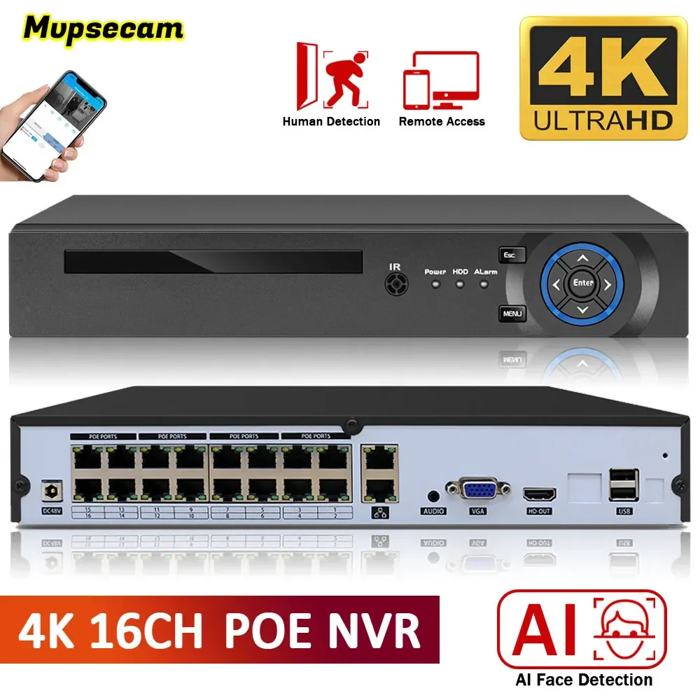 

Xmeye Smart 16CH 4K 8MP POE NVR For POE IP CCTV Surveillance Camera System H.265+ CCTV NVR Audio Video Recorder Remote Access