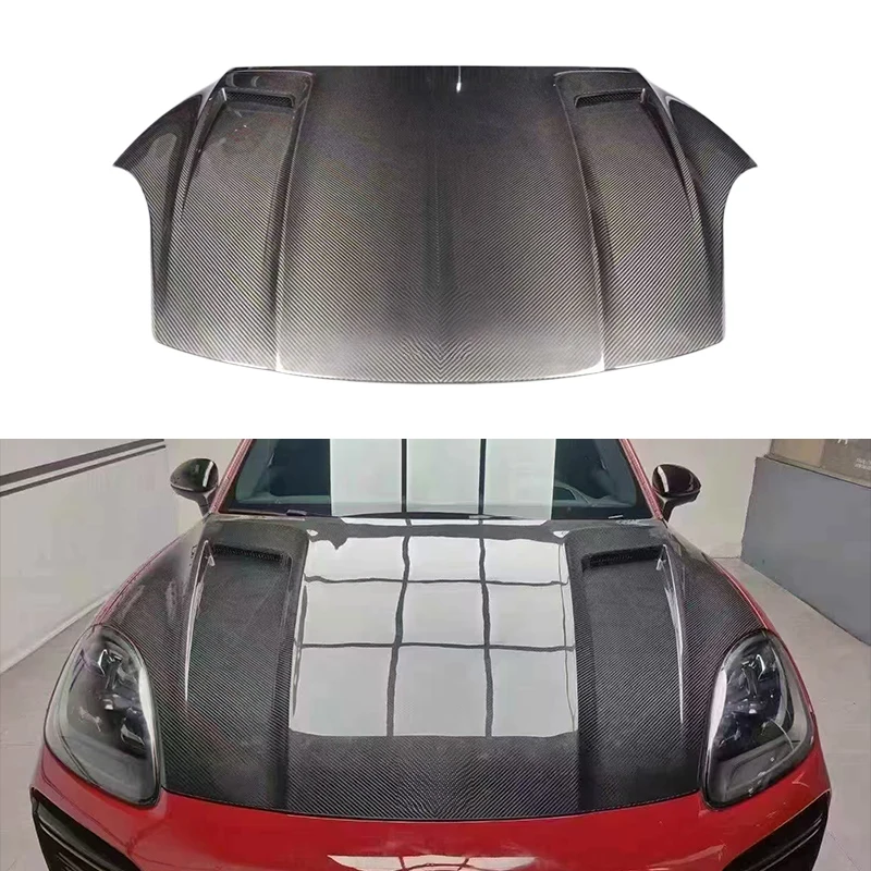 High Quality TKT Style Vented Dry Carbon Hood Fit for Cayenne 9Y0 2018-2023 Auto Upgrade Parts