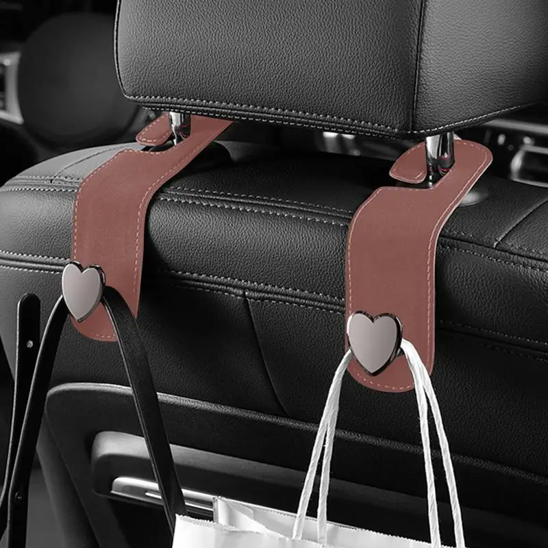 Car Purse Hook Headrest PU Leather High Load-Bearing Car Seat Hanger Hook Automotive Seat Back Organizers for Car Seat Headrest